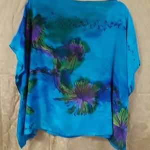 Hand-painted Crepe de Chine Silk Kimono cover up B